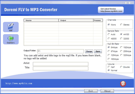 Free FLV to MP3 Converter 1.6