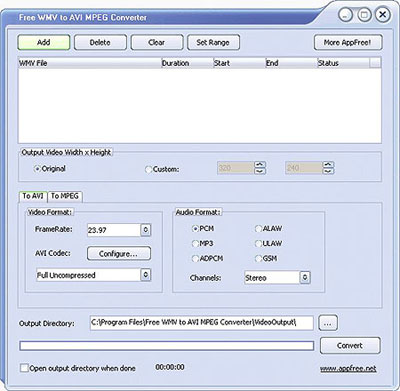 Free WMV to AVI MPEG Converter 1.2