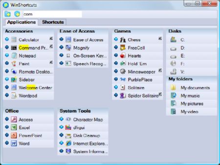 WinShortcuts 1.2
