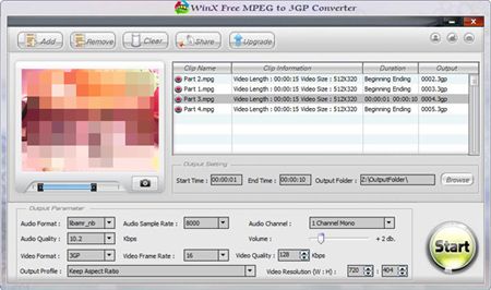 Free MPEG to 3GP Converter 2.0.2