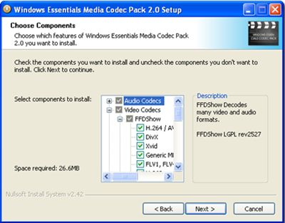 Windows Essentials Codec Pack 3.0
